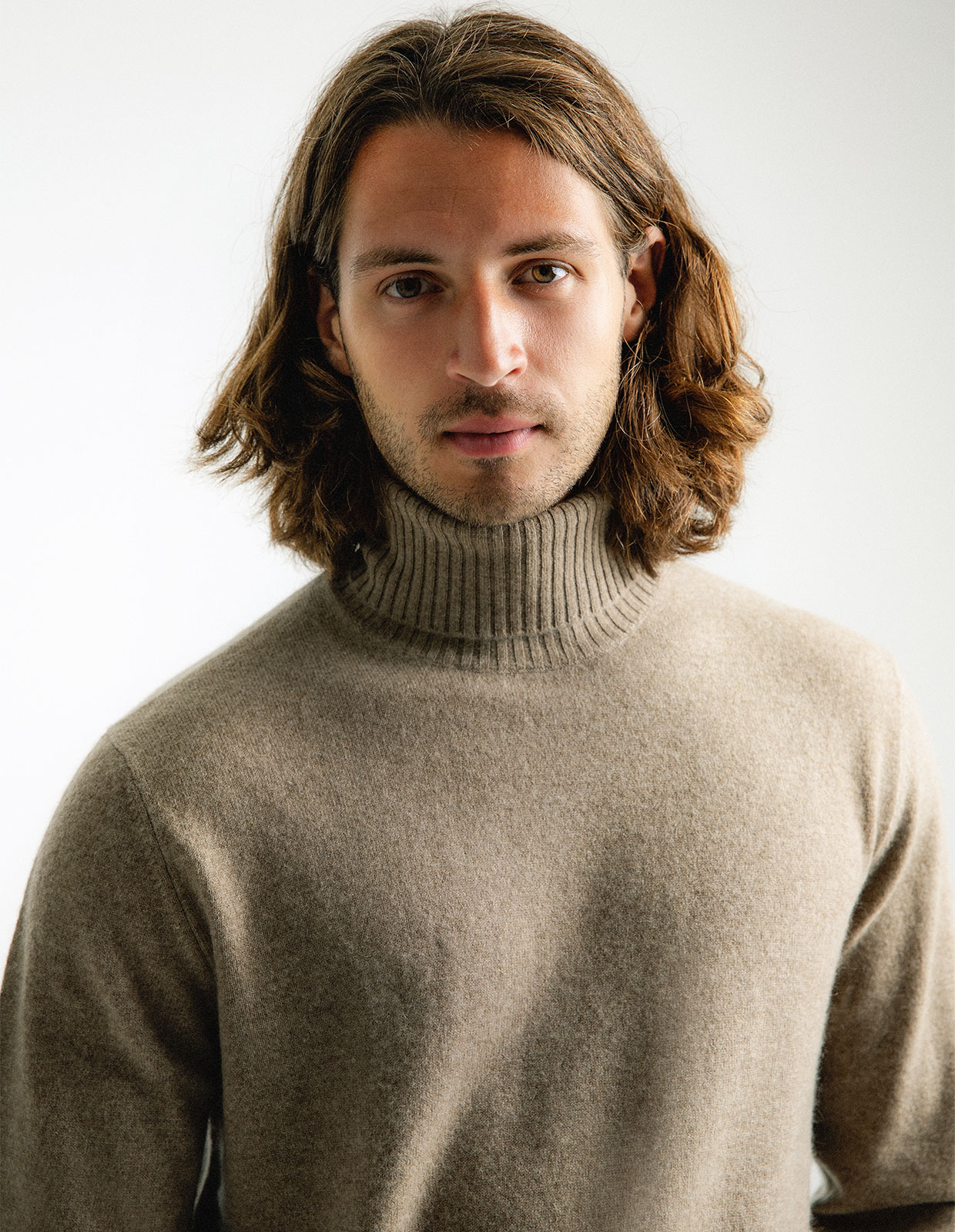 Polotröja Cashmere Melerad Beige XXL