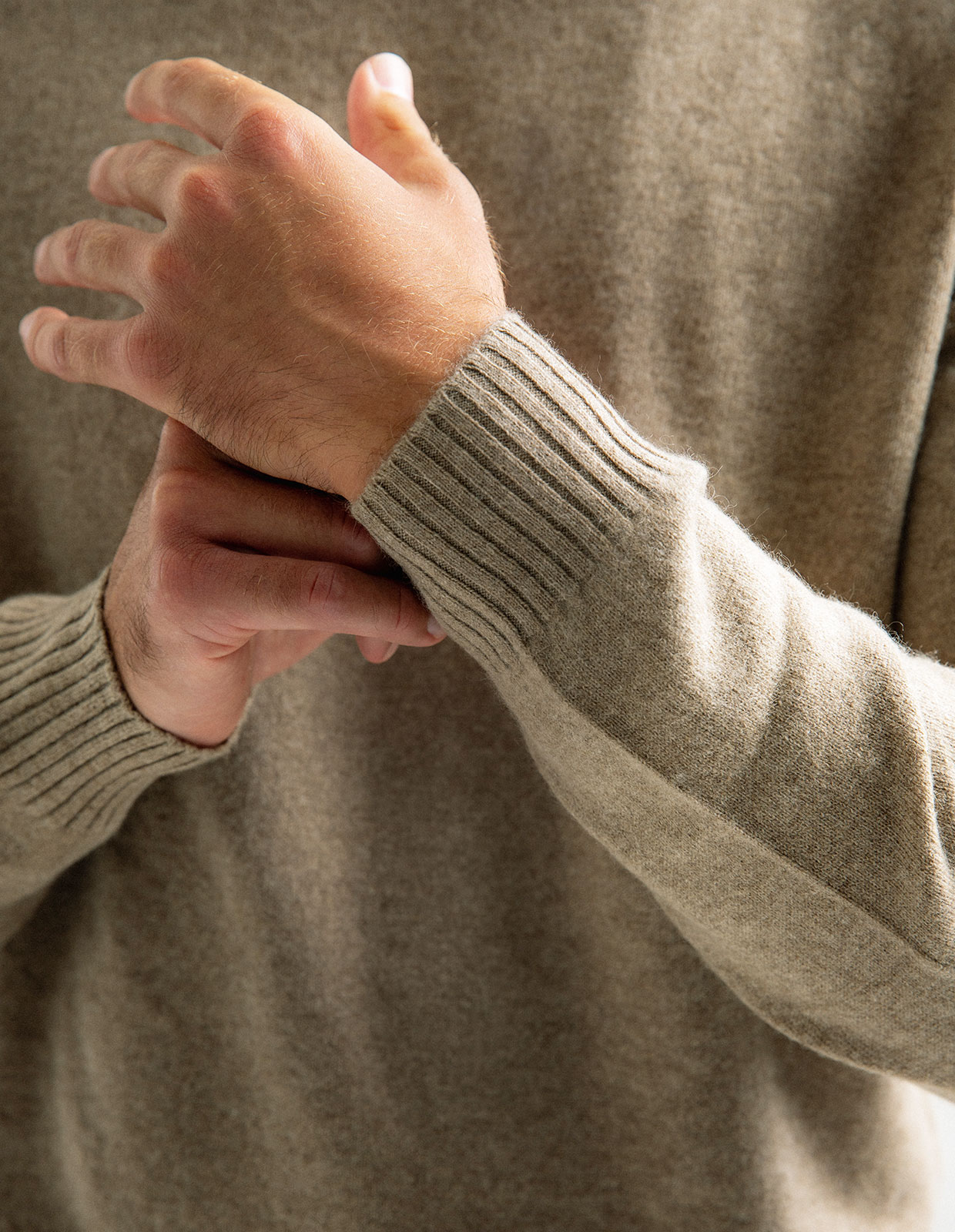 Polotröja Cashmere Melerad Beige XXL