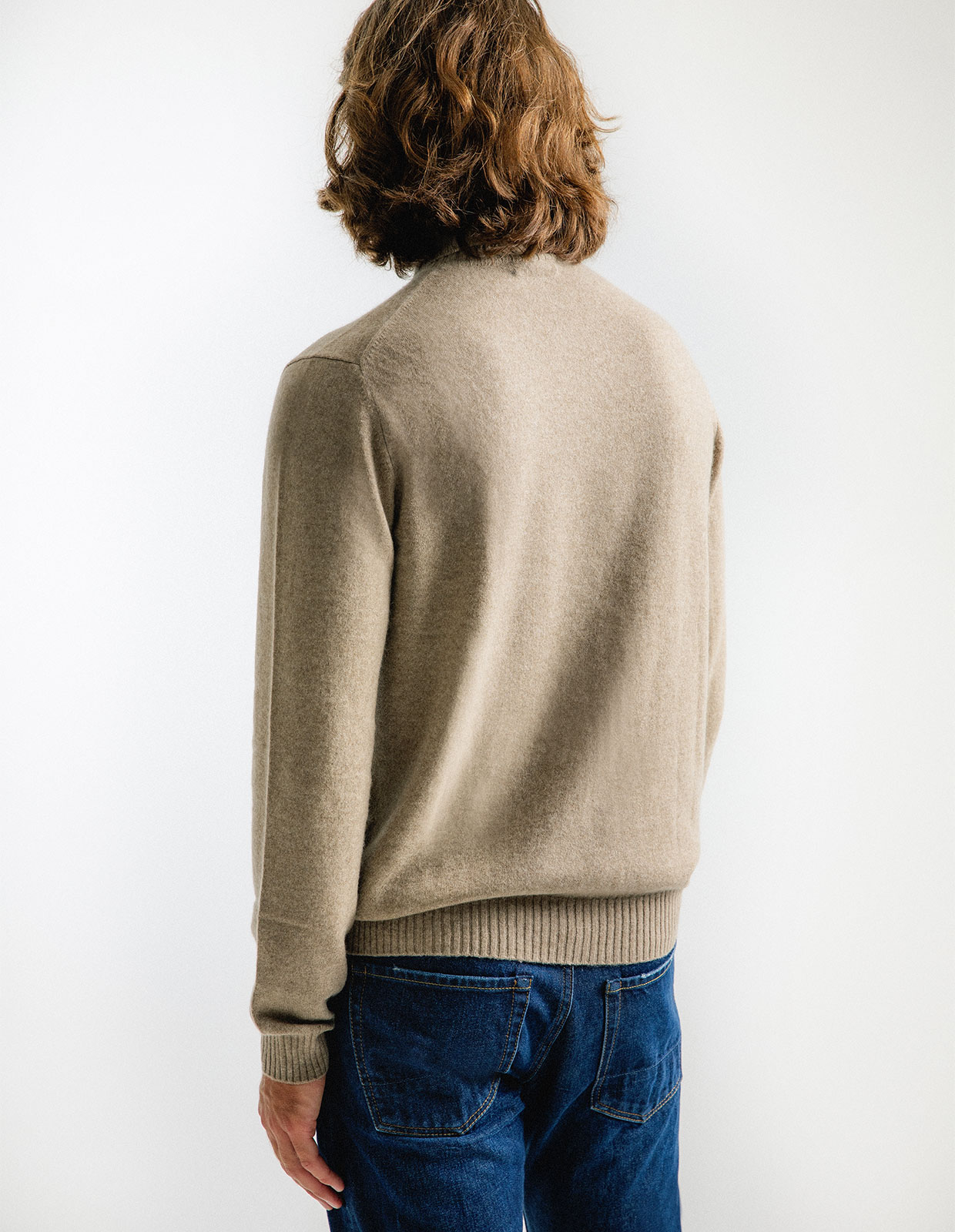 Polotröja Cashmere Beige Melerad Stl XL