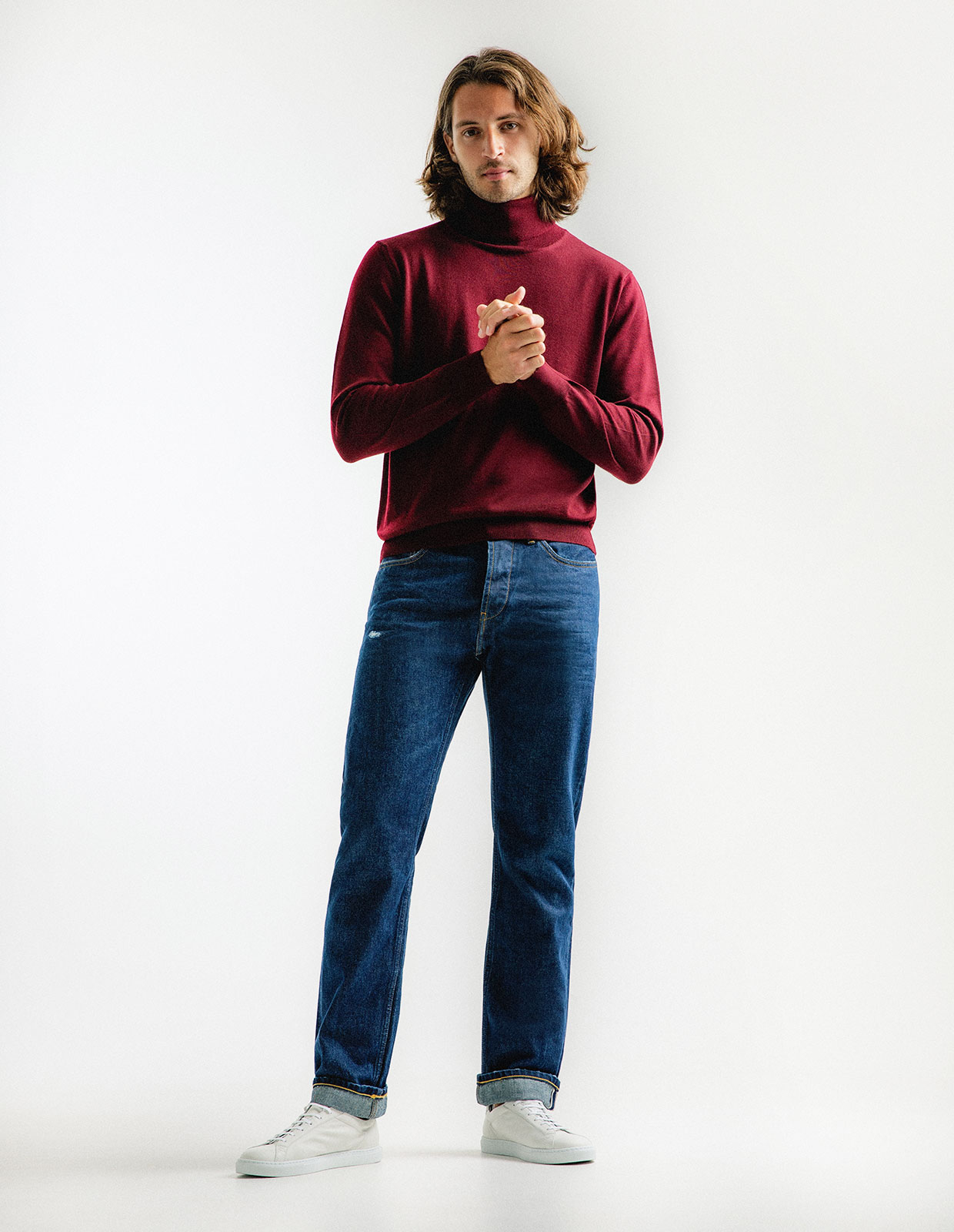 Roll Neck Merino Bordeaux Stl XL