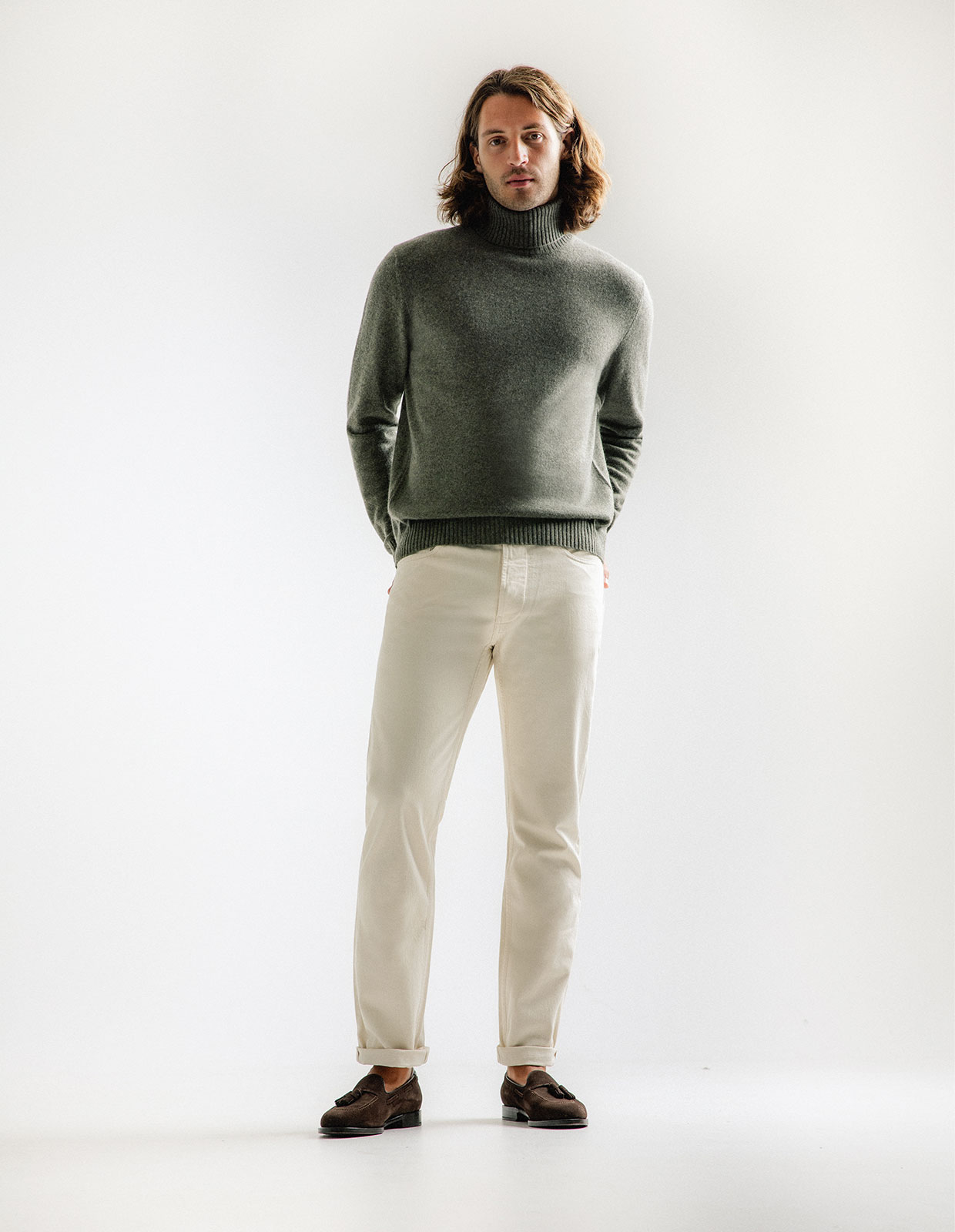 Polotröja Cashmere Melerad Grön