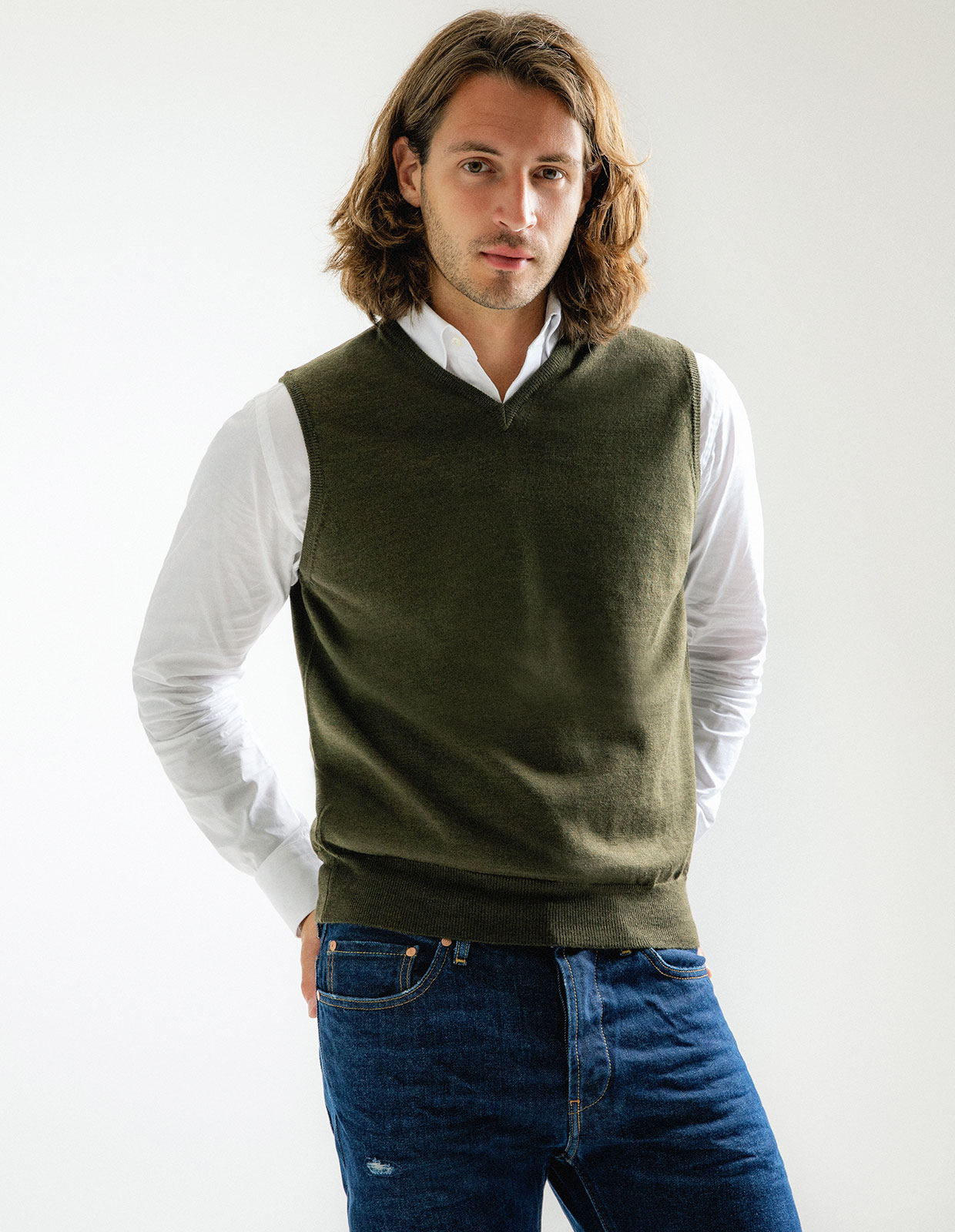 Slipover Merino Olive Green