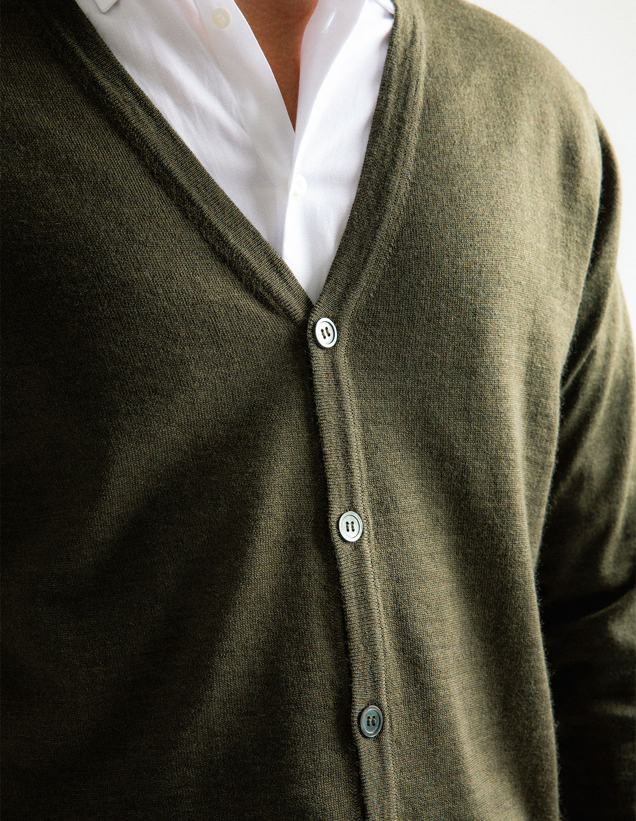 Cardigan Merinoull Grön Stl M