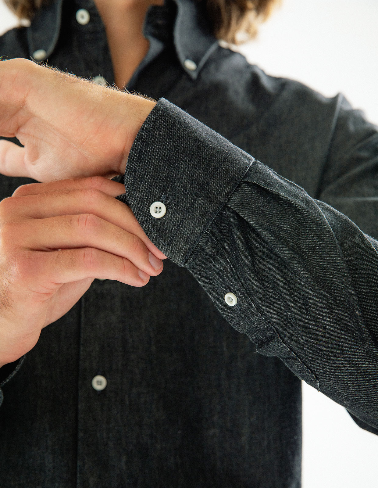 Slim Fit Skjorta Denim Vintage Svart