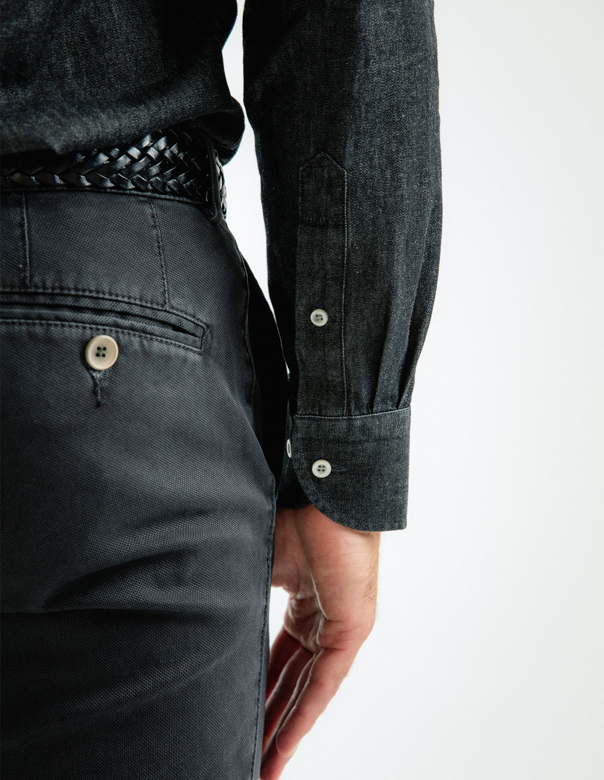 Slim Fit Skjorta Denim Vintage Svart