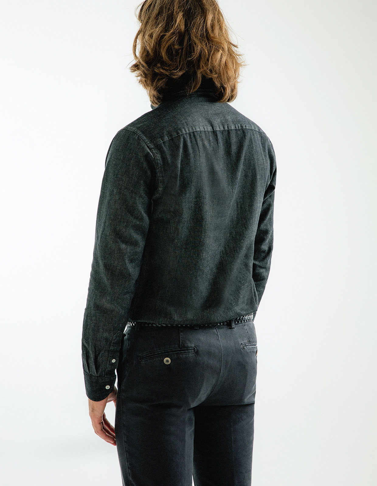 Slim Fit Skjorta Denim Vintage Svart Stl 43