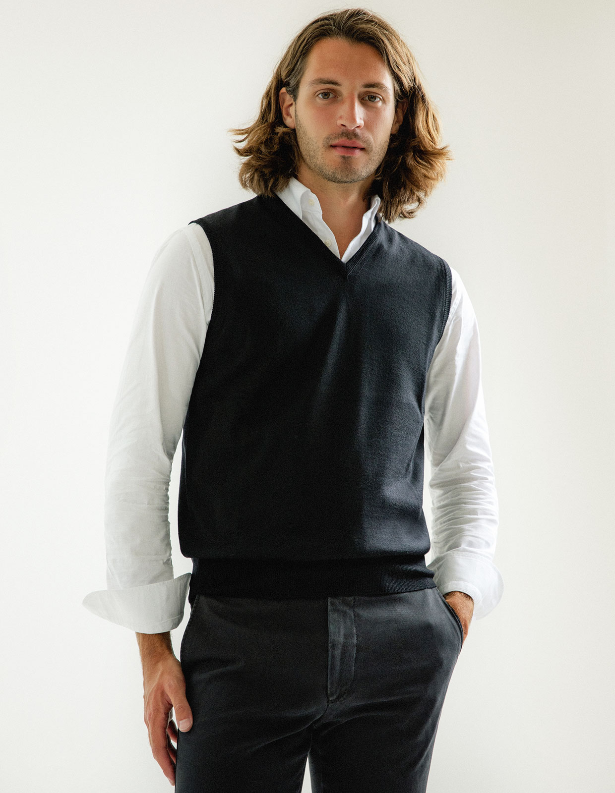 Slipover Merino Svart