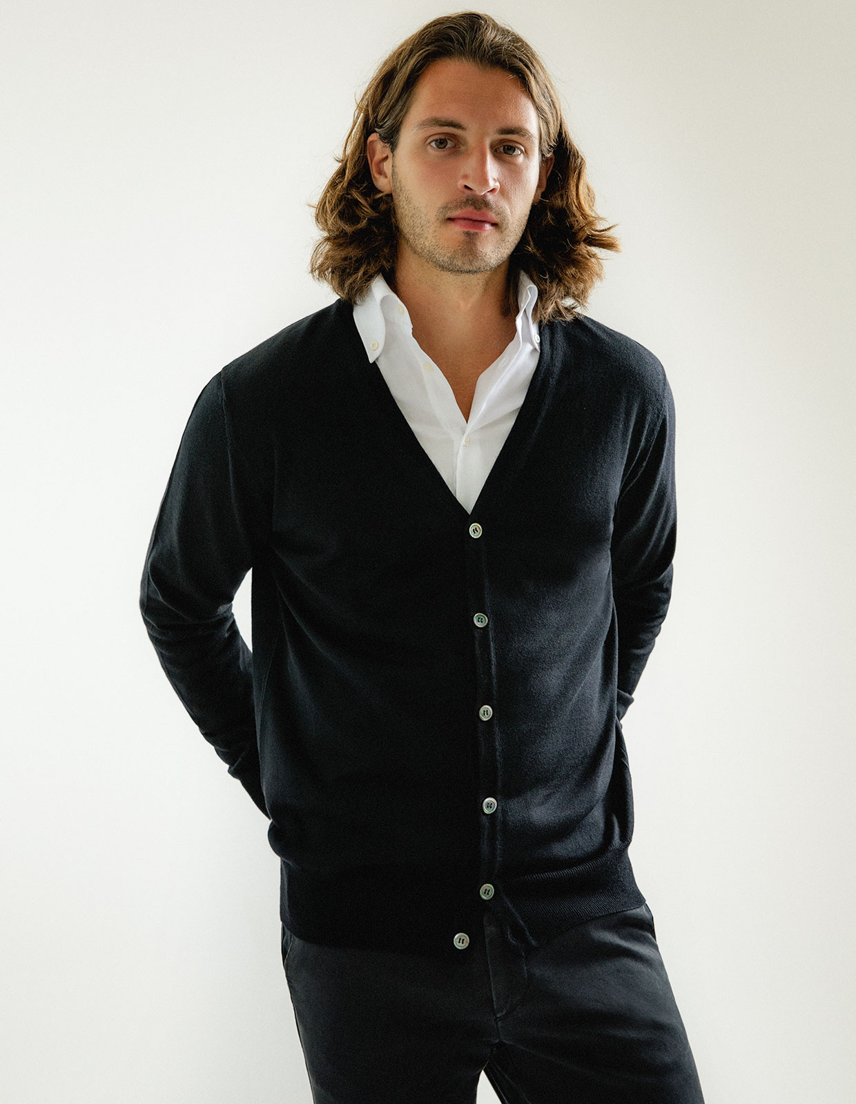 Cardigan Merinoull Svart