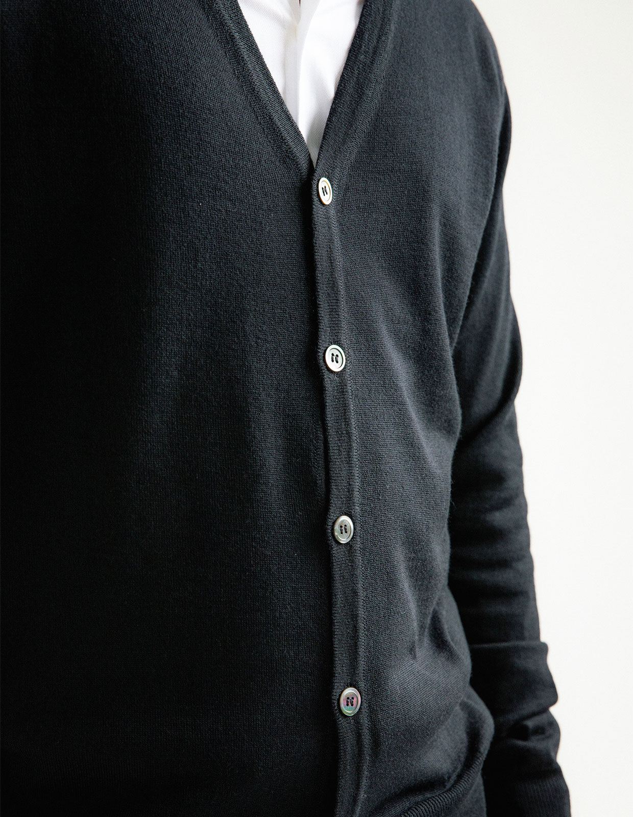 Cardigan Merinoull Svart Stl XL