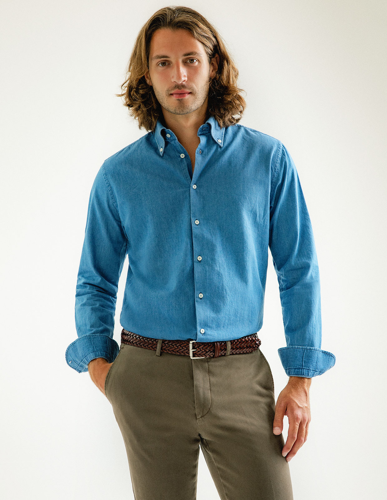 Slim Fit Skjorta XLÄ Denim Blå