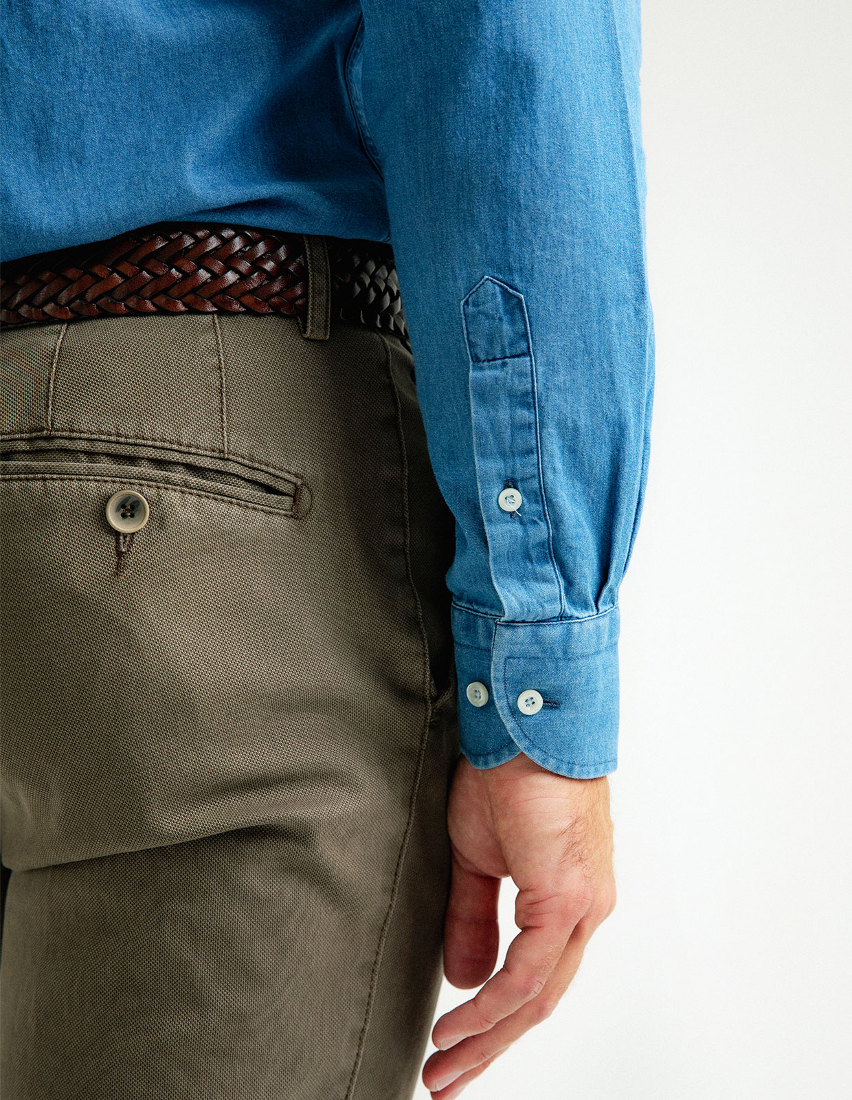 Slim Fit Skjorta Denim Blå