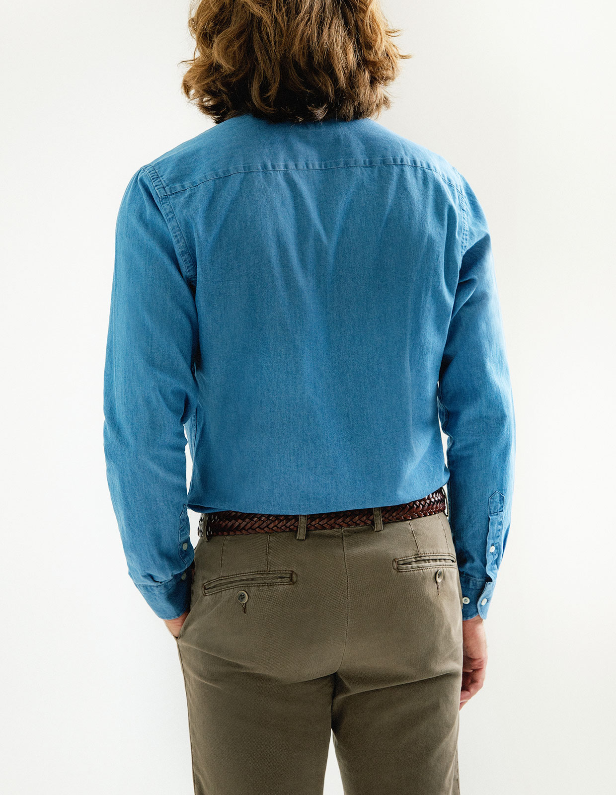Slim Fit Skjorta Denim Blå