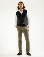 Väst Finstickad Merinoull Mörkbrun XXL