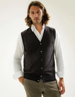 Väst Finstickad Merinoull Mörkbrun XXL