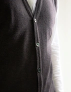 Väst Finstickad Merinoull Mörkbrun XXL