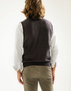 Väst Finstickad Merinoull Mörkbrun XXL