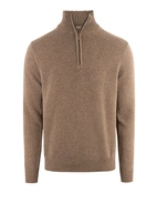 Zip-tröja Ull/Cashmere Brun