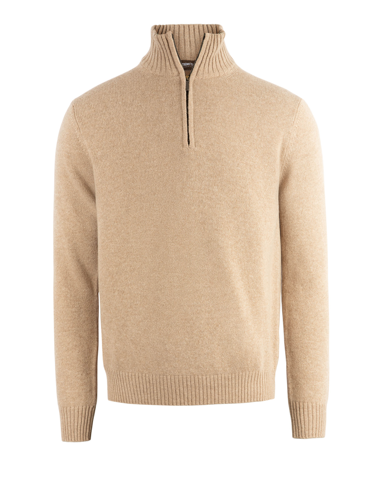 Zip-tröja Ull/Cashmere Beige