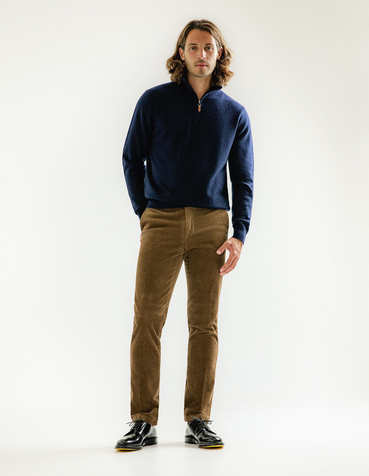 Tröja Zip Cashmere Marinblå