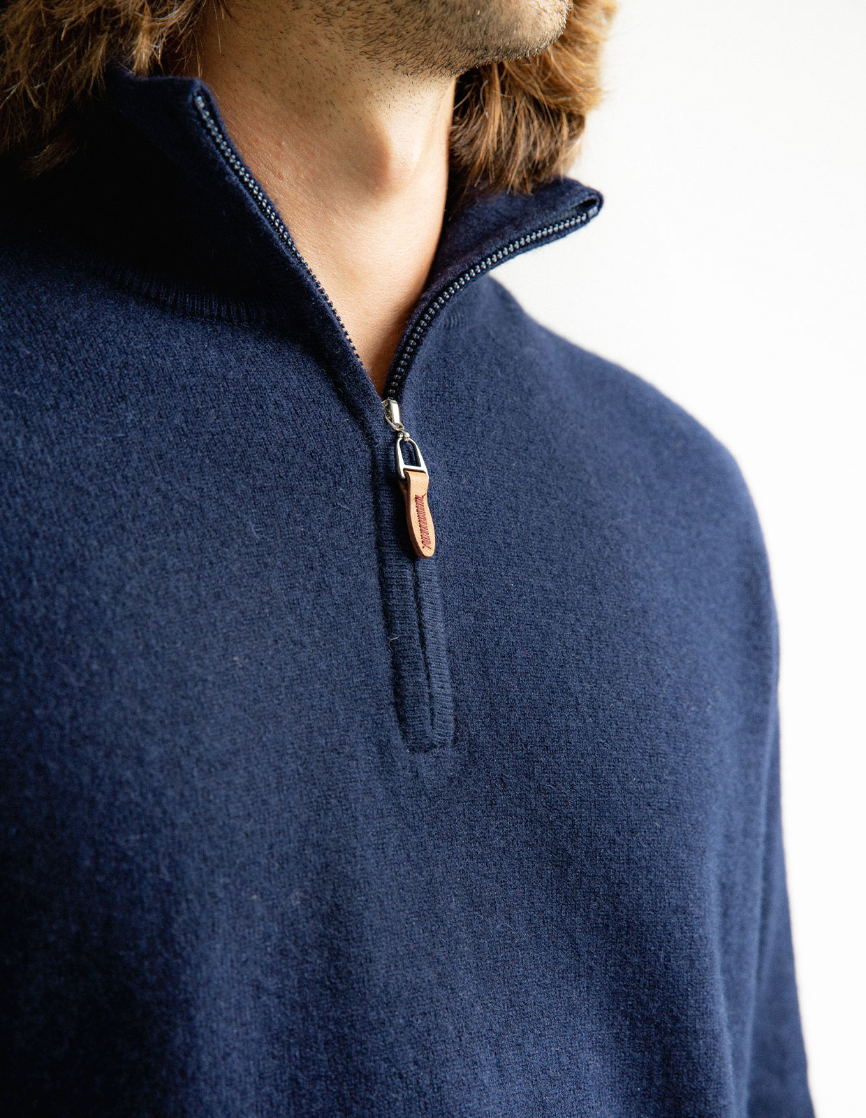 Tröja Zip Cashmere Marinblå M