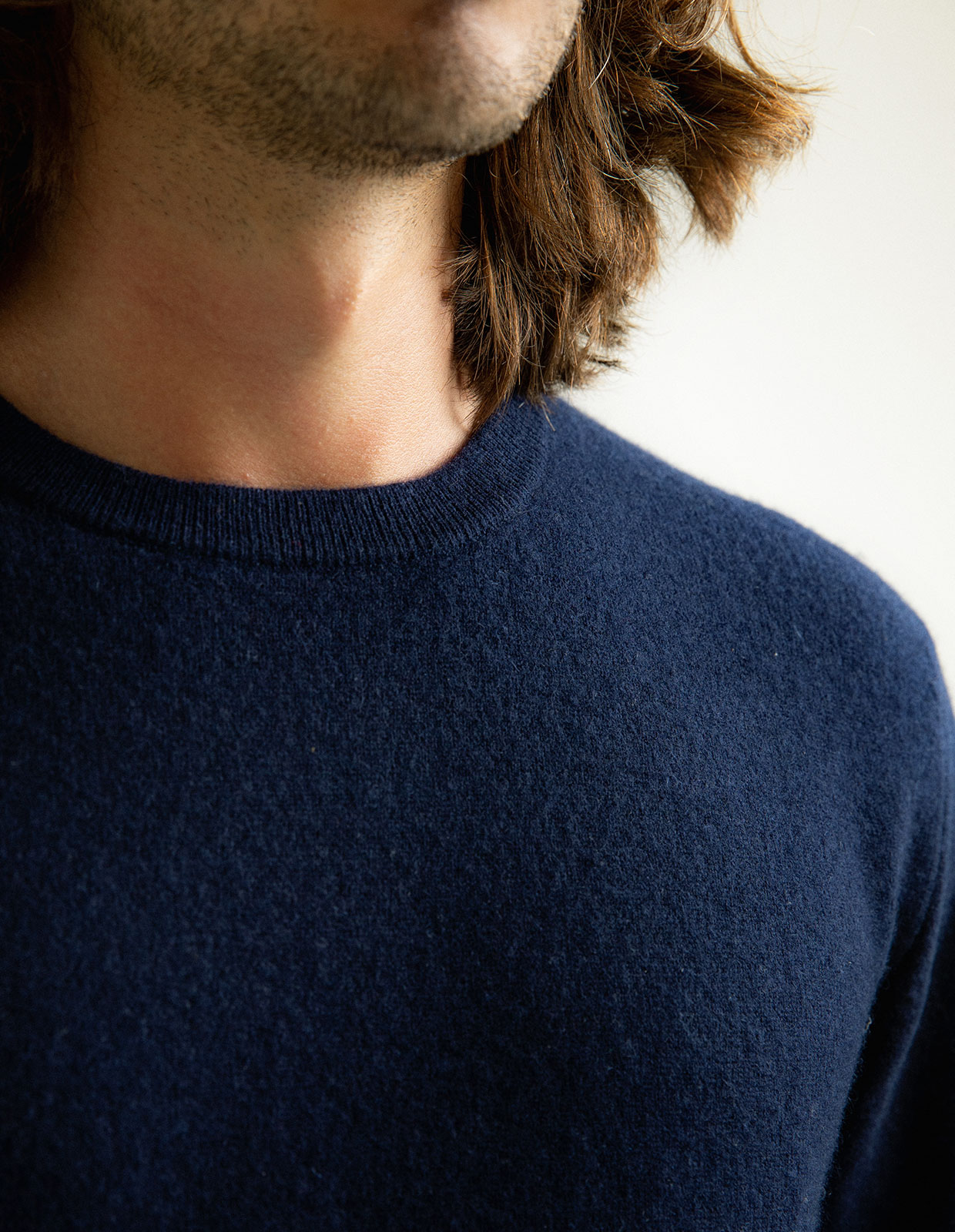 Tröja Rundhals Cashmere Marinblå L