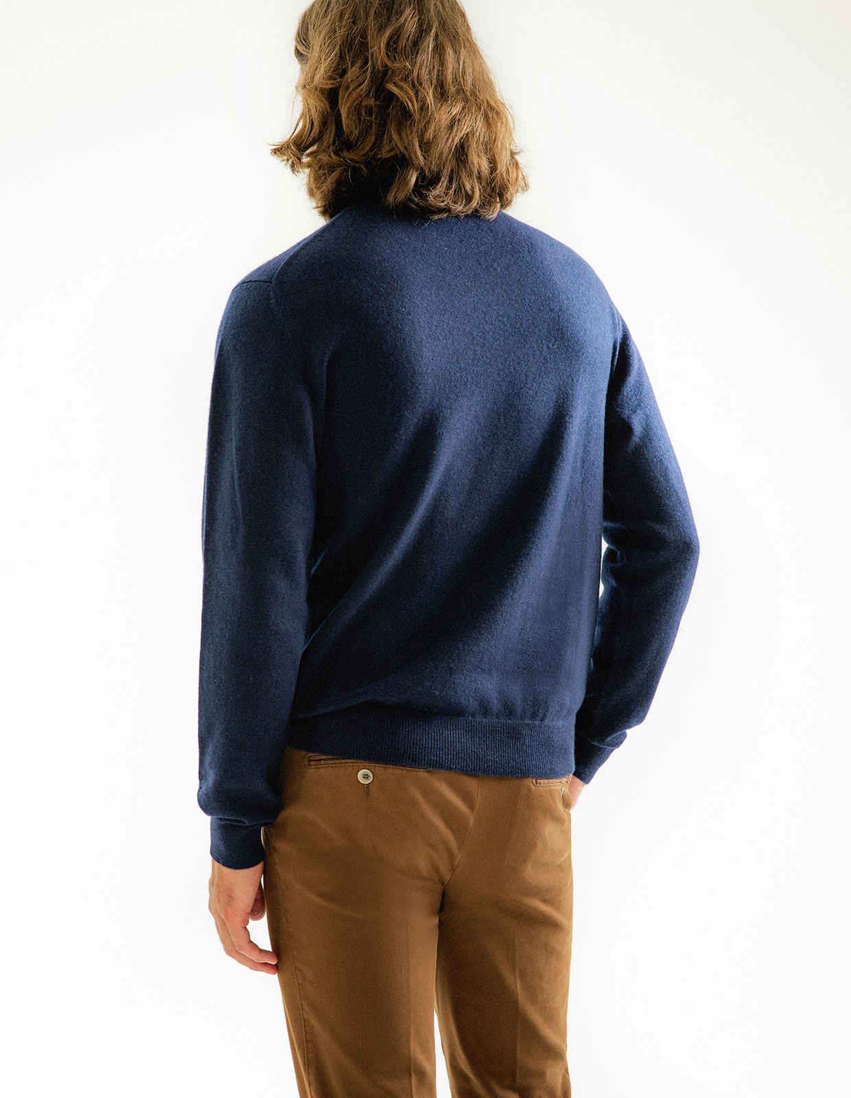 Tröja Rundhals Cashmere Marinblå L