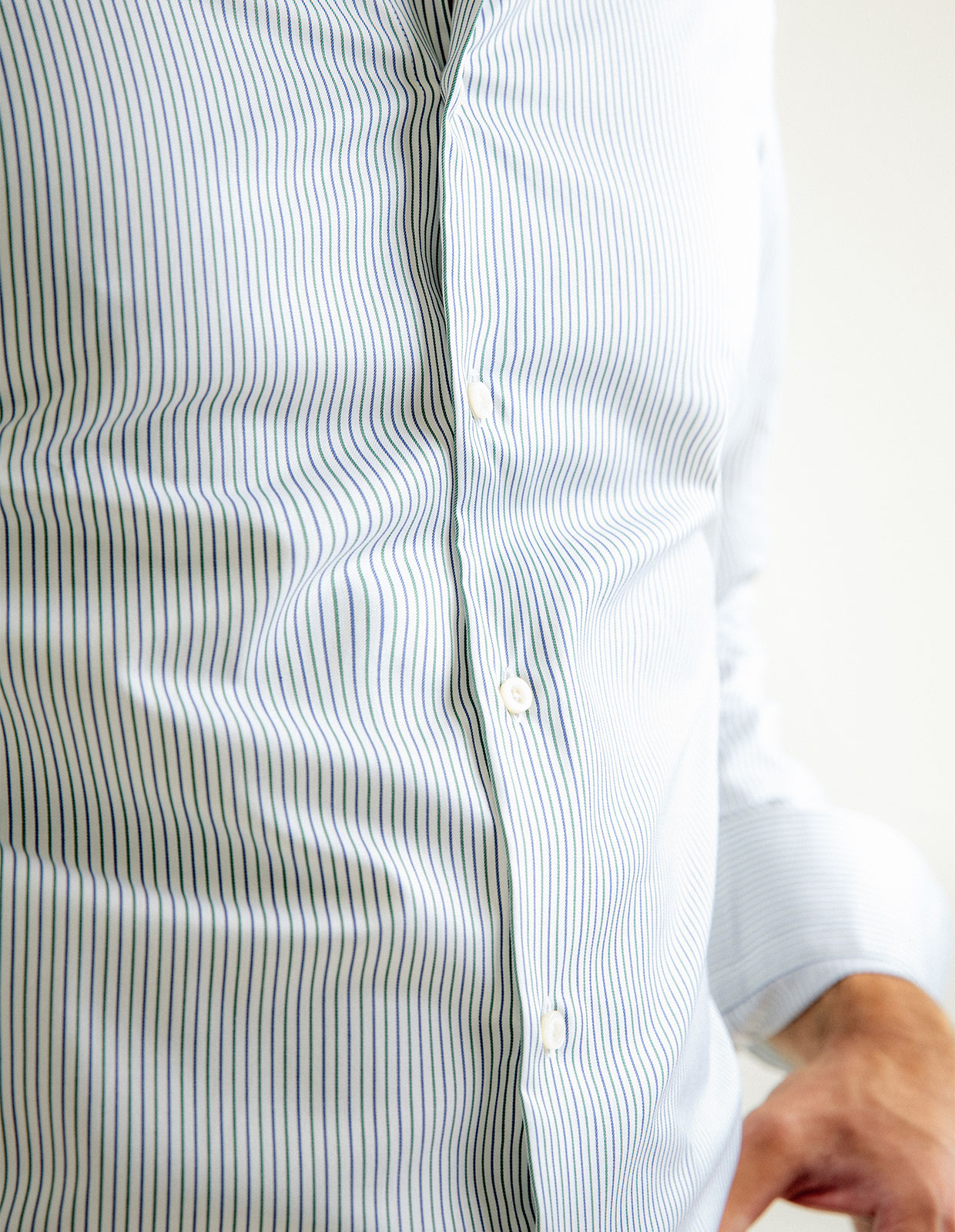 Slim Fit Skjorta Bomull Vit/Grön/Blå 39