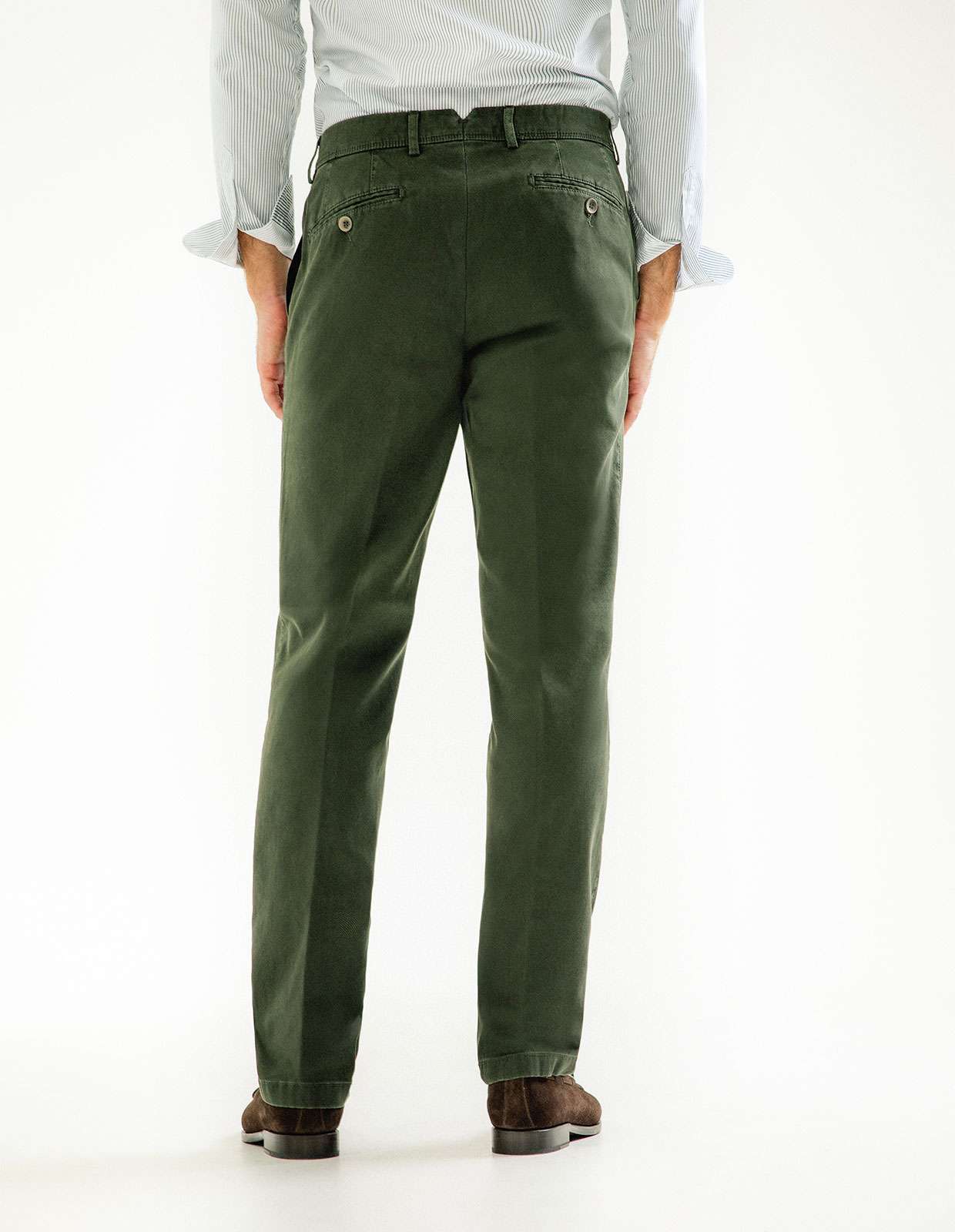 Chinos Regular Fit Bomullscanvas Olivgrön Stl 112
