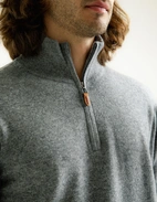 Tröja Zip Cashmere Grå Melerad