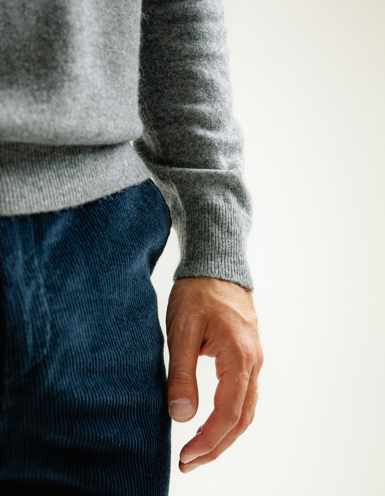 Tröja Zip Cashmere Grå Melerad