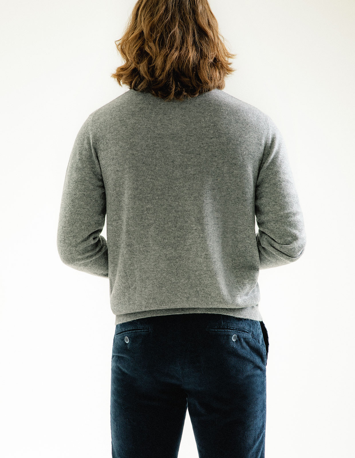 Tröja Zip Cashmere Grå Melerad