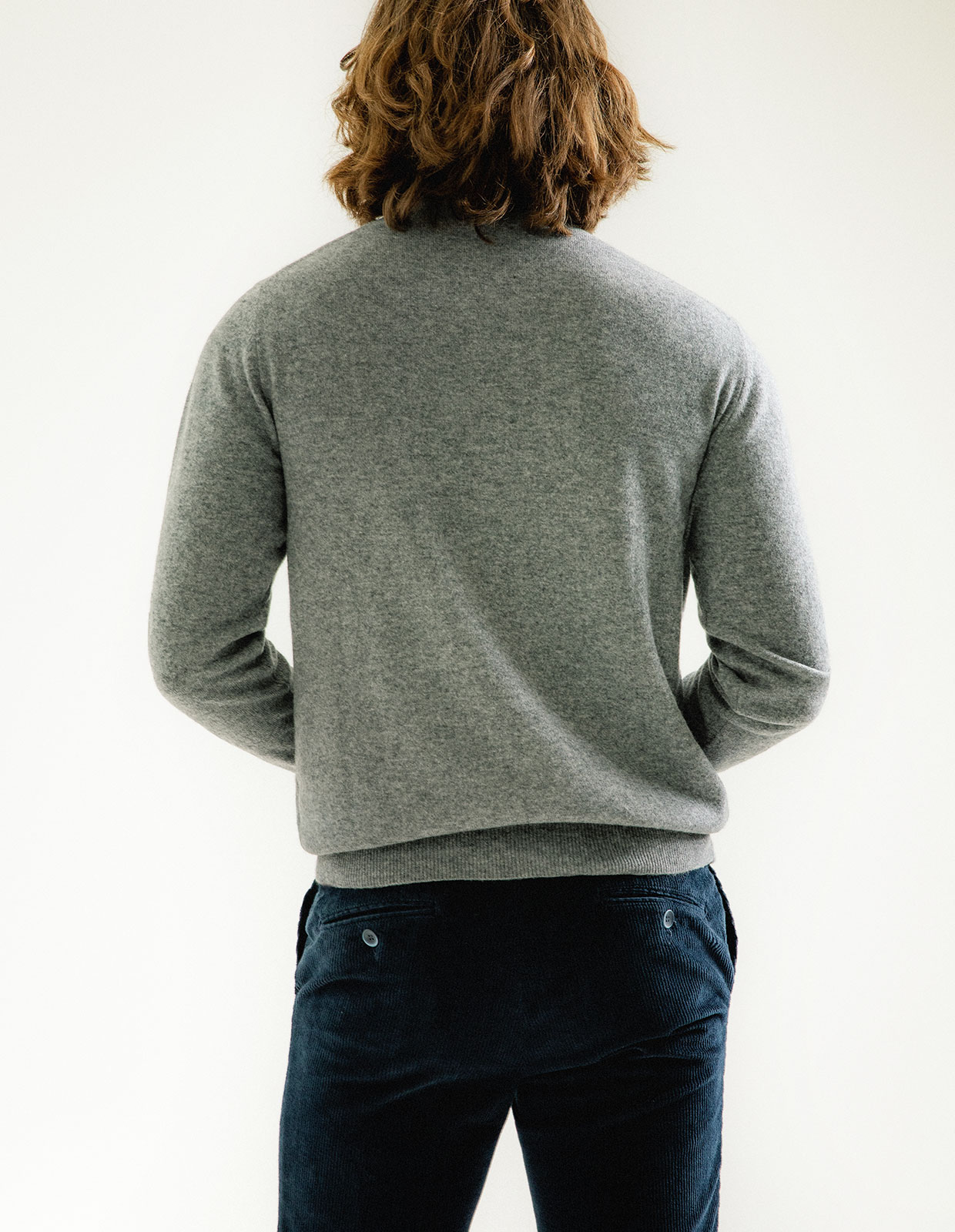Tröja Rundhals Cashmere Grå Melerad