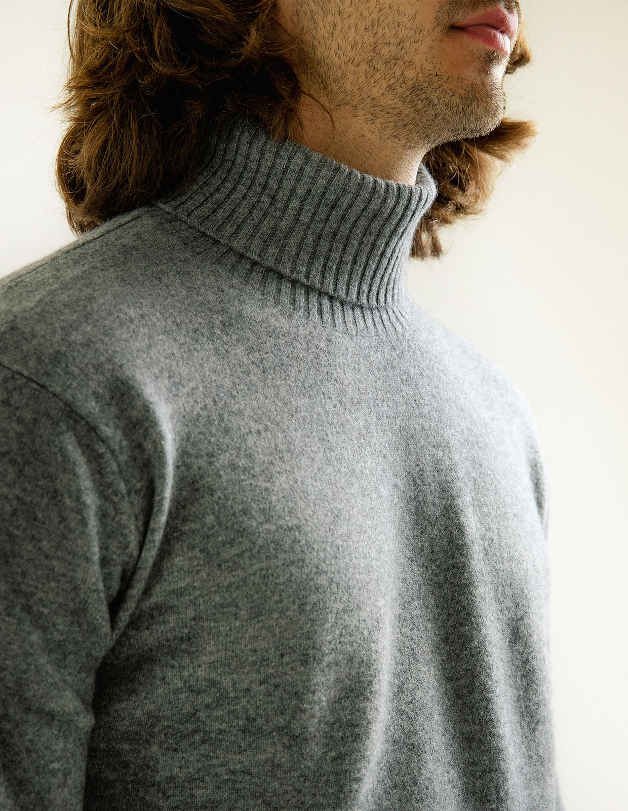 Polotröja Cashmere Melerad Grå