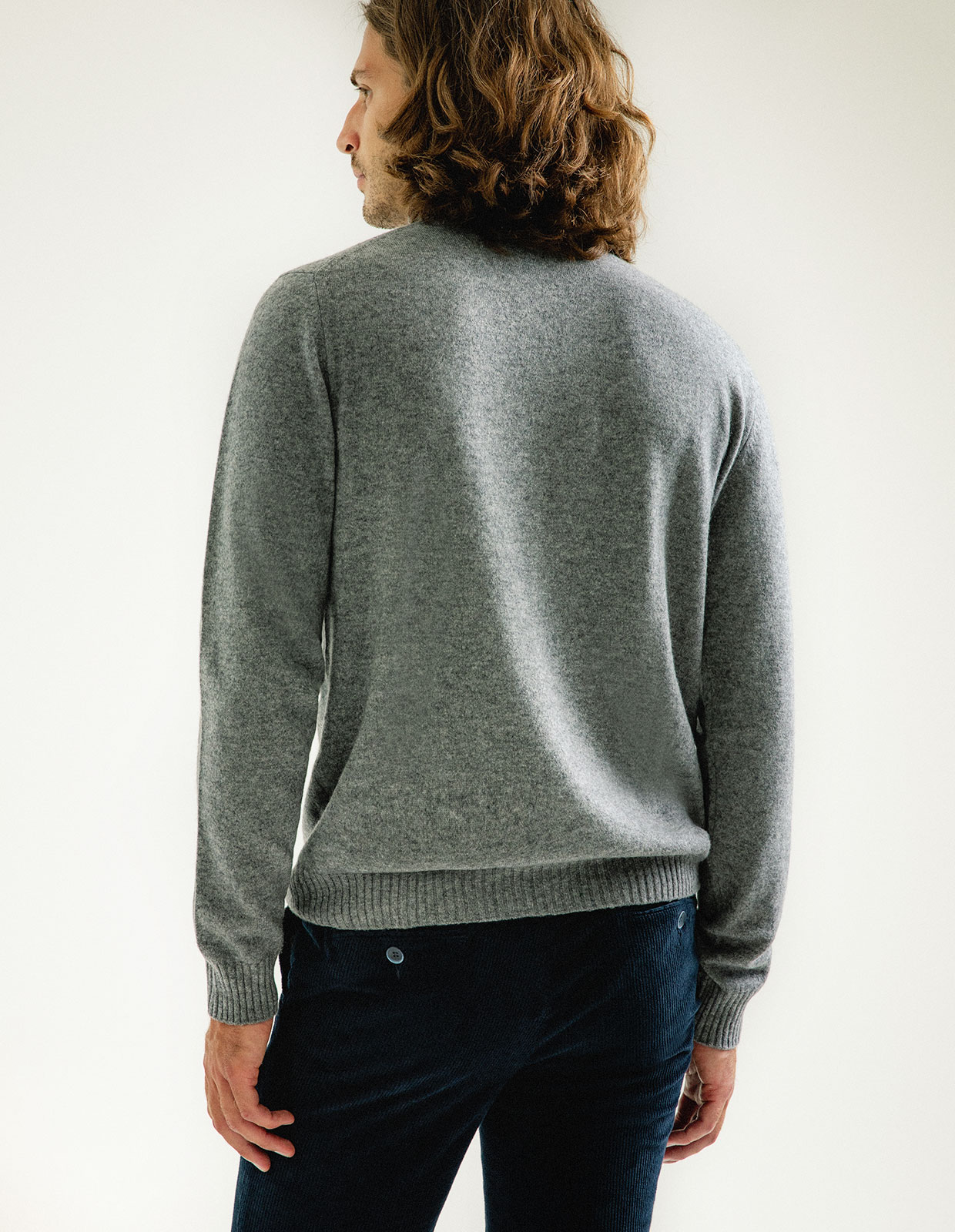 Polotröja Cashmere Melerad Grå