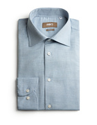 Slim Fit Skjorta Flanell Bomull Cashmere Ljusblå