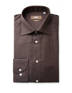 Slim Fit Skjorta Flanell Bomull Cashmere Brun