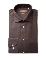 Slim Fit Skjorta Flanell Bomull Cashmere Brun 39