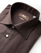 Slim Fit Skjorta Flanell Bomull Cashmere Brun Stl 39