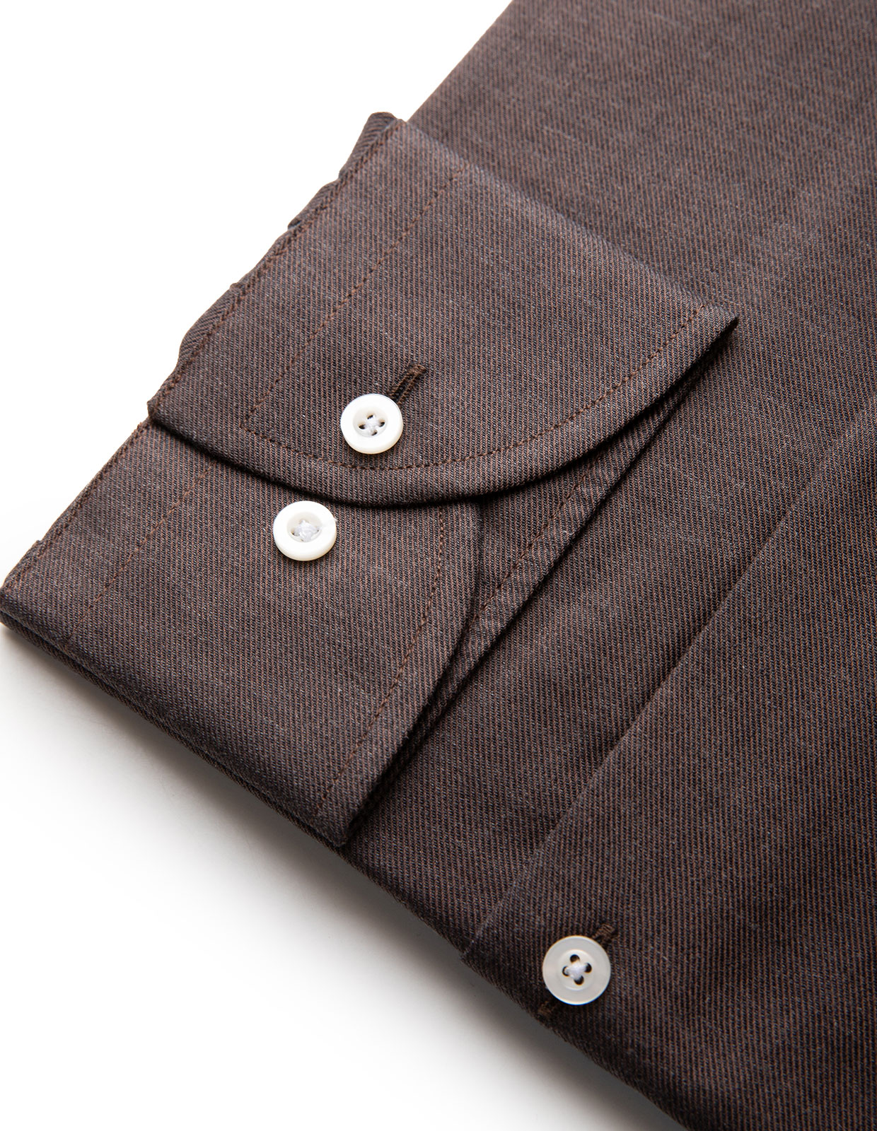 Slim Fit Skjorta Flanell Bomull Cashmere Brun