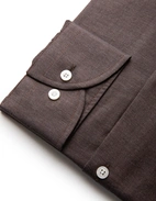 Slim Fit Skjorta Flanell Bomull Cashmere Brun