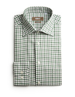 Slim Fit Skjorta Bomull Rutig Vit/Grå/Grön 40