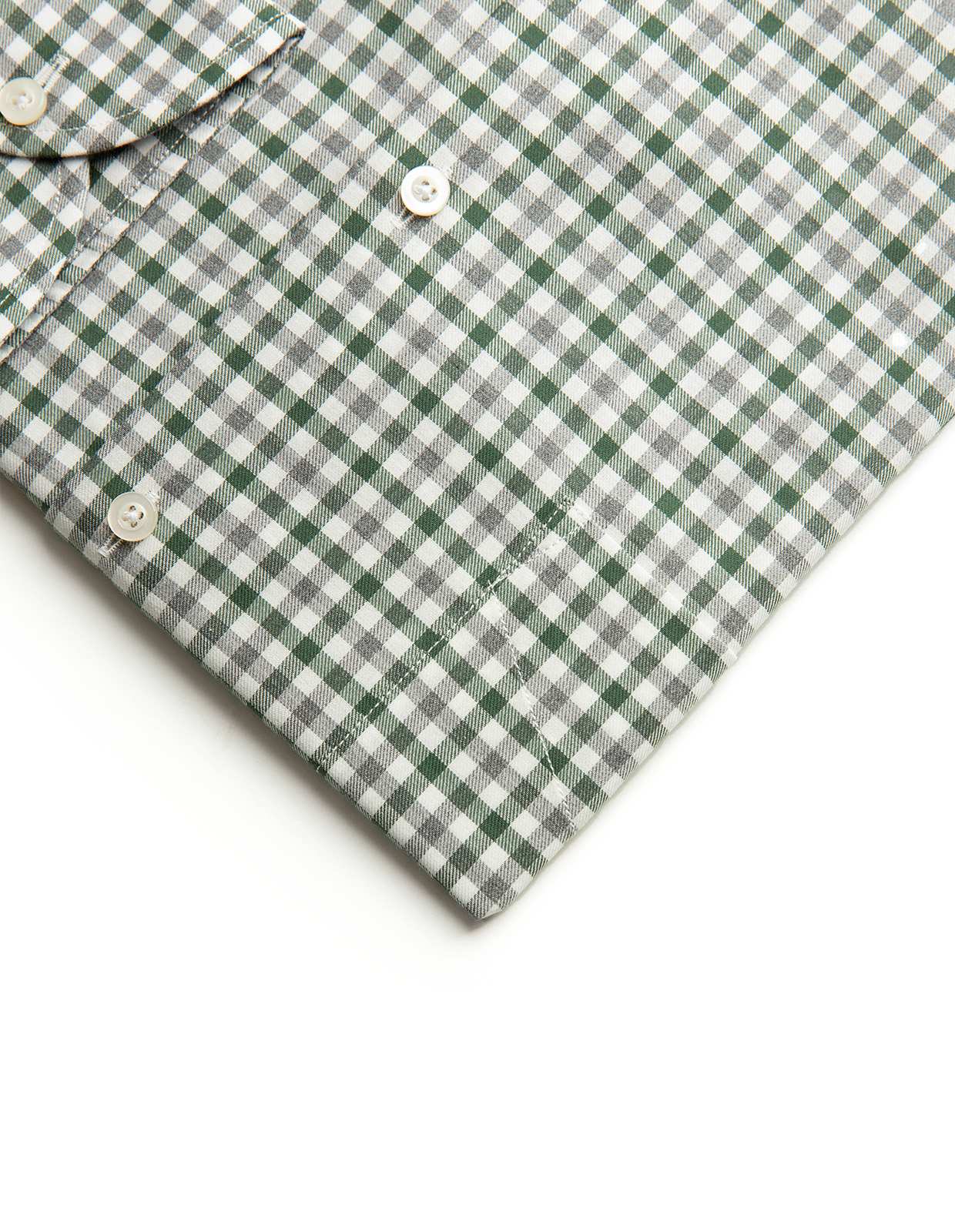 Slim Fit Extra Lång Skjorta Bomull Rutig Vit/Grå/Grön XLÄ41