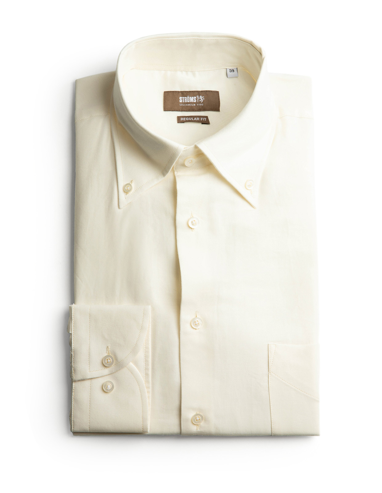 Regular Fit Skjorta Flanell Bomull Cashmere Benvit 38