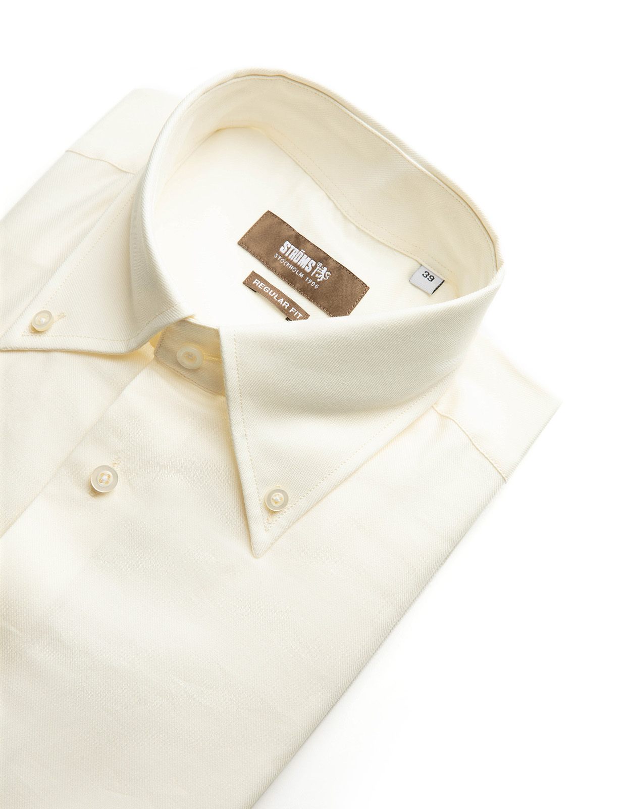 Regular Fit Skjorta Flanell Bomull Cashmere Benvit 38