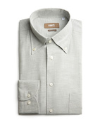 Regular Fit Skjorta Flanell Bomull Cashmere Ljusgrå Stl 39