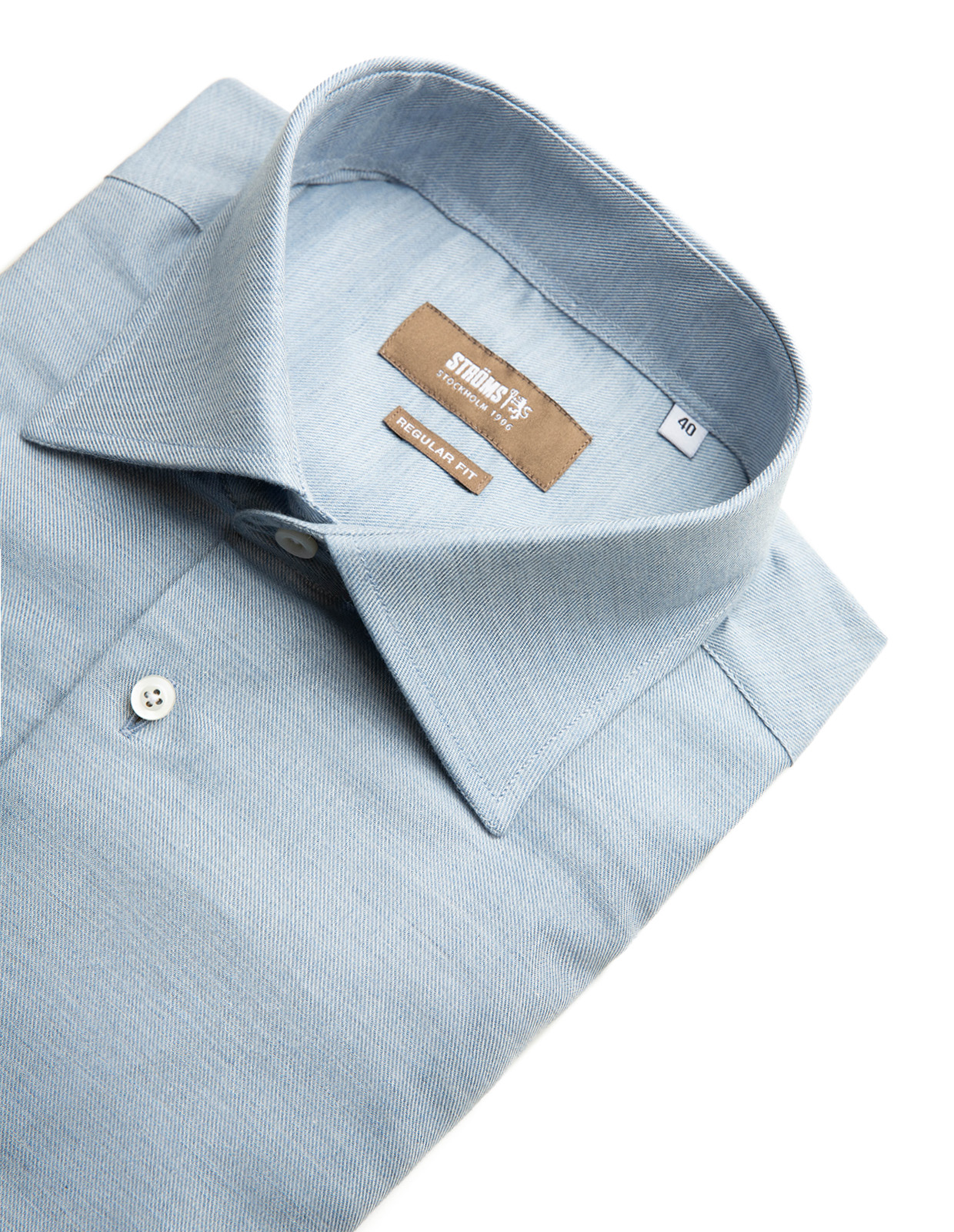 Regular Fit Skjorta Flanell Bomull Cashmere Ljusblå 39