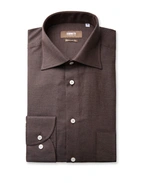 Regular Fit Skjorta Flanell Bomull Cashmere Brun 40