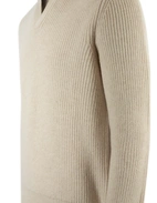 Tröja Öppen Skjortkrage Ull Ljusbeige