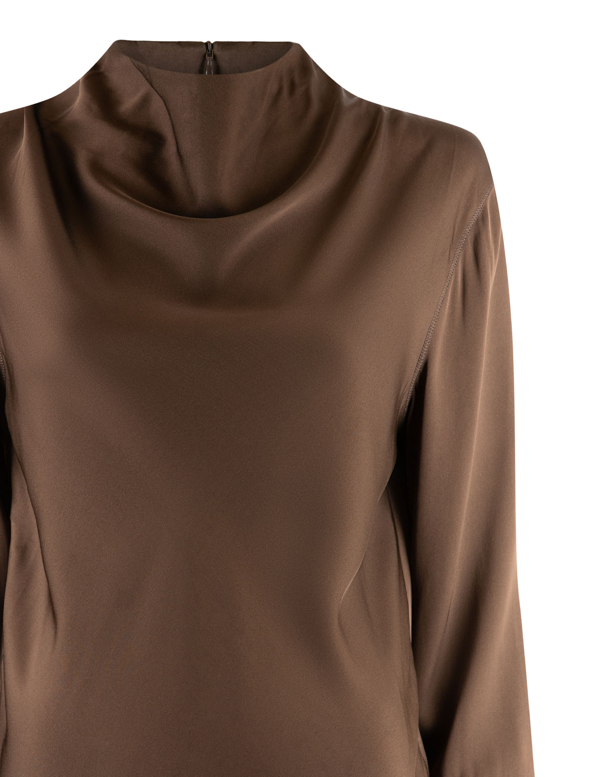 Ayumi Blus Siden Mörkbrun S