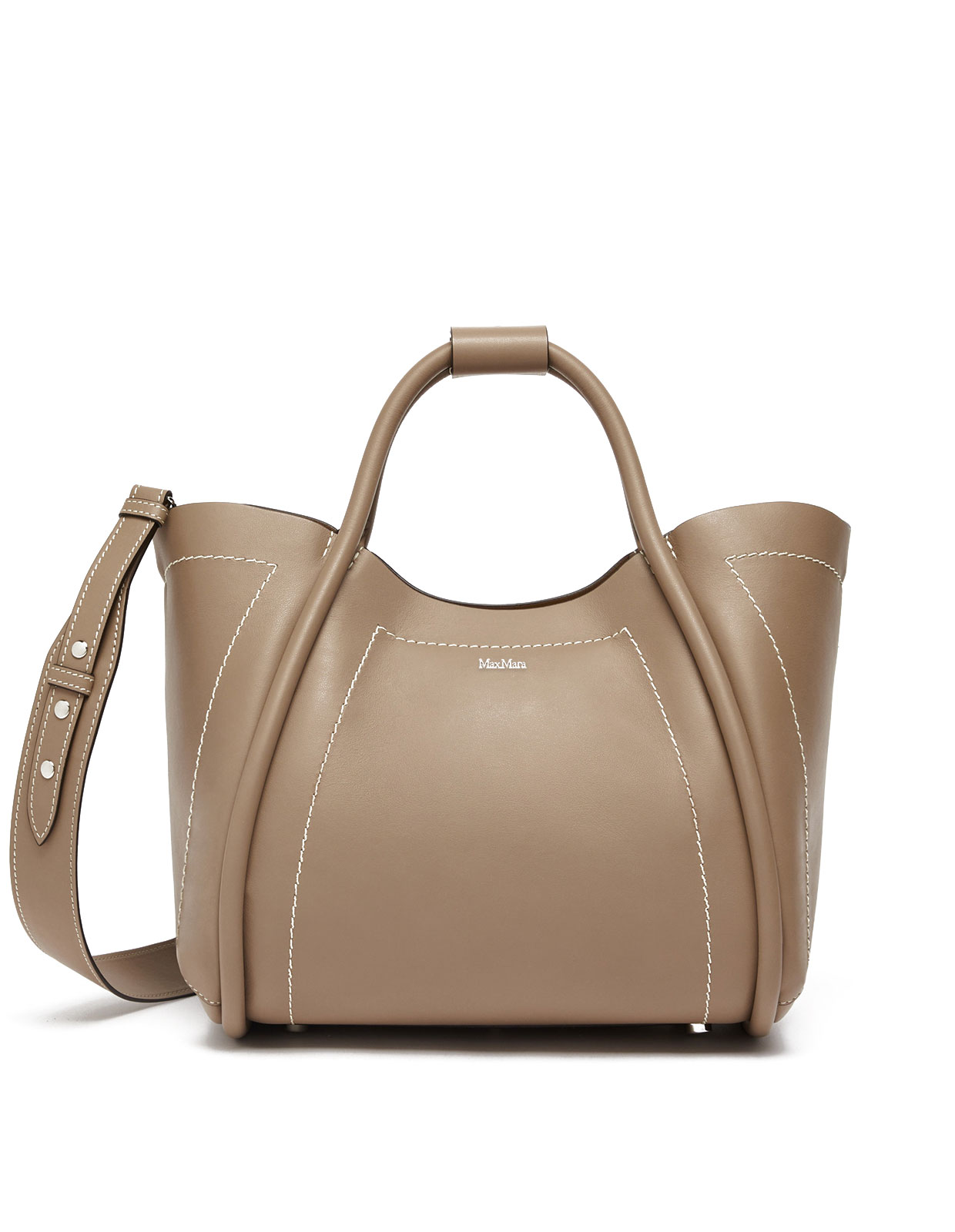 Marine M Väska Läder Beige